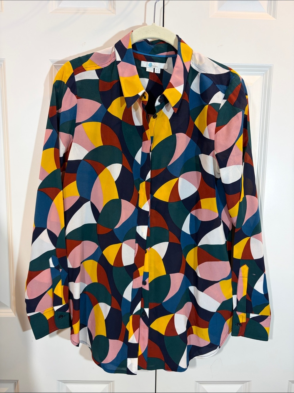 Biden silk Multi-Color Geometric Button-Up Shirt